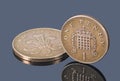 British copper coins on dark background Royalty Free Stock Photo