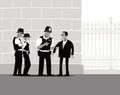 British cops. Cop on the street. A police patrol is trying to detain the suspect. Royalty Free Stock Photo