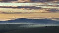 British Countryside Farming Hills at Misty Sunrise Royalty Free Stock Photo