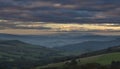 British Countryside Hills at Misty Autumnal Morning Royalty Free Stock Photo