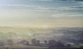 British Countryside Landscape in Morning Mist Royalty Free Stock Photo