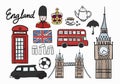 British cultural icons set illustration Royalty Free Stock Photo
