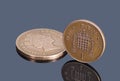 British decimal coins on dark background