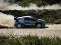 Cabeceiras de Basto, Portugal - June 01, 2019: Elfyn Evans and Scott Martin in a Ford Fiesta WRC Royalty Free Stock Photo