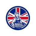 British Female Organic Farmer Union Jack Flag Icon