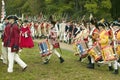 British fife and drum marches on Surrender Road at the 225th Anniversary of the Victory at Yorktown, a reenactment of the siege of