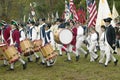 British fife and drum marches on Surrender Road at the 225th Anniversary of the Victory at Yorktown, a reenactment of the siege of