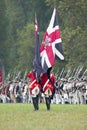 British flag and British troops at Surrender Field at the 225th Anniversary of the Victory at Yorktown, a reenactment of the siege