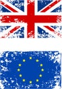 British Flag and Euro Flag Grunge Isolated