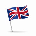 British flag map pointer layout. Vector illustration. Royalty Free Stock Photo