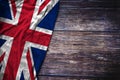 UK Flag on Wood Background for Queen`s Birthday, Remembrance Day, Labor Day Royalty Free Stock Photo