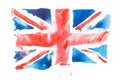 British flag. United Kingdom. Watercolour hand drawn illustration. Royalty Free Stock Photo