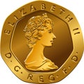 British gold coin twenty pences Royalty Free Stock Photo