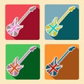 British Guitar flat icons with long shadow