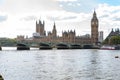The British Houses of Parliament as seen from across the Thames Royalty Free Stock Photo