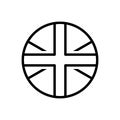 Black line icon for British, union and flag