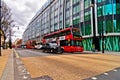 British icons double decker bus and taxi along Oxford Street in London, UK Royalty Free Stock Photo