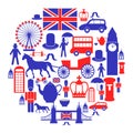 British icons set in circle Royalty Free Stock Photo