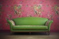 British indian big green sofa. Generate Ai