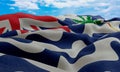 British Indian Ocean flag in the wind. Realistic and wavy fabric flag. 3D rendering