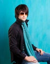 British indie pop rock look retro hip young man Royalty Free Stock Photo