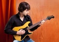 British indie pop rock look young guitar player Royalty Free Stock Photo