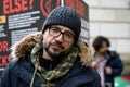 British-Iranian human rights activist Vahid Beheshti on hunger strike outside the Foreign Office in London on March 24, 2023 Royalty Free Stock Photo