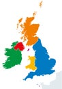 British Isles countries silhouettes map Royalty Free Stock Photo