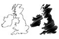 British Isles map vector Royalty Free Stock Photo