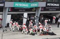 Jenson Button pits for tyres