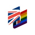 British and LGBT flag. Symbol of tolerant United Kingdom. Gay si Royalty Free Stock Photo