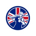 British Lumberyard Worker Union Jack Flag Icon Royalty Free Stock Photo