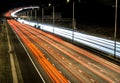 British M1 motorway in the night