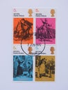 British mail stamps celebrating Charles Dickens
