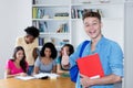 British male student with group of international students Royalty Free Stock Photo