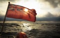 British maritime ensign flag boat and stormy sky