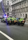 British Metropolitan Police Officer riding Motorbike on Syrian Protest/March Royalty Free Stock Photo