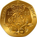 British gold coin twenty pences Royalty Free Stock Photo