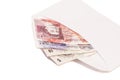 British money notes in envelope Royalty Free Stock Photo