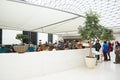 British Museum Great Court interior, restaurant with people in London