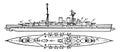 British Navy Renown Battle Cruiser, vintage illustration