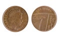 British One Penny Coin Reverse Showing a Segment of the Royal Shield Royalty Free Stock Photo