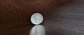 British one pound coin panoramic fish eye image Royalty Free Stock Photo