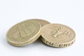 British one pound coins Royalty Free Stock Photo