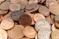 British 1p and 2p coins background,decimal one penny, two pence coins