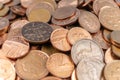 British 1p and 2p coins background,decimal one penny, two pence coins