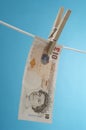 British Paper Currency On Clothesline Royalty Free Stock Photo