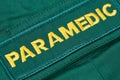 British paramedics`s NHS PARAMEDIC uniform badge.