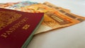 British Passport and Euro Banknotes Royalty Free Stock Photo