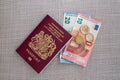 British passport and Euro currency Royalty Free Stock Photo